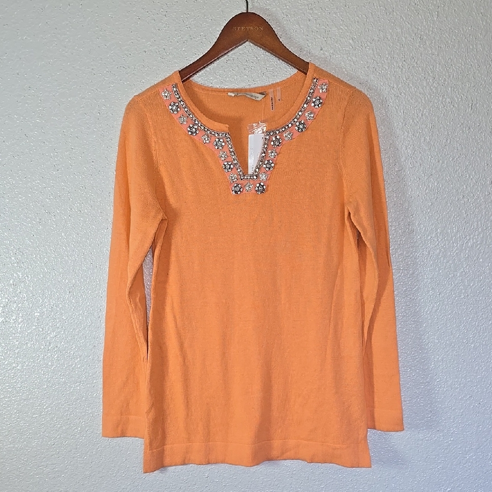 Soft Surroundings Embellished Orange Women's Top